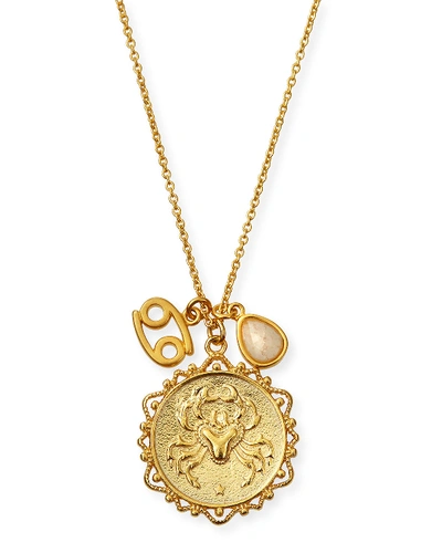 Tai Zodiac Charm Necklace W/ Moonstone In Leo