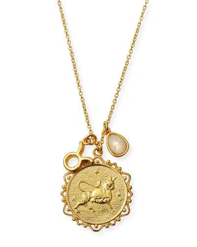 Tai Zodiac Charm Necklace W/ Moonstone In Taurus