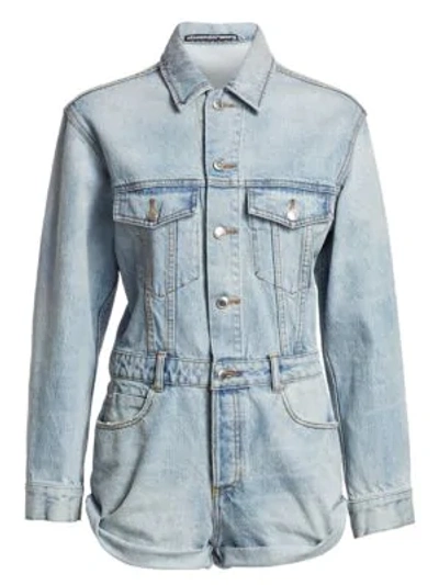 Alexander Wang T Denim Romper In Bleach