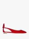 Aquazzura Bow Tie Suede Ballet Flats In Rot