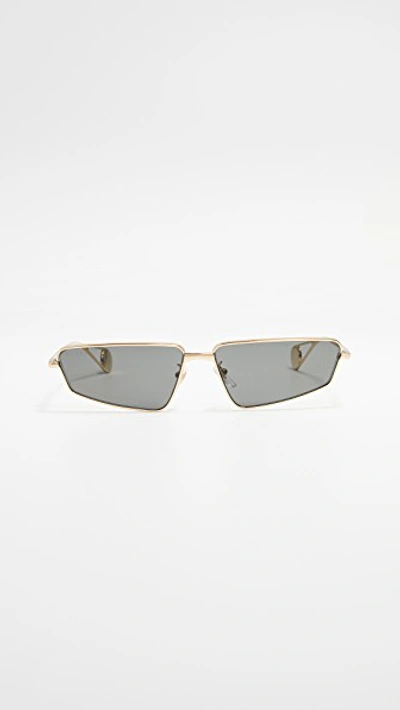 Gucci Fs Evolution Narrow Cat Eye Aviators In Endura Gold/grey