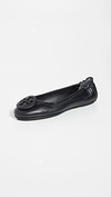 Tory Burch Logo-plaque Leather Ballerina Pumps In Perfect Black