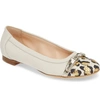 Agl Attilio Giusti Leombruni Cap Toe Ballet Flat In Off White/ Gold Leopard