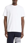 Thom Browne Center-back Striped Piqué T-shirt With Ribbed Crew Neck In White