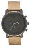 Mvmt Chrono Tan Leather Strap & Gray Dial Chronograph, 45mm In Gunmetal