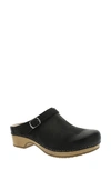 Dansko Berry Clog In Black Burnished Nubuck Leather