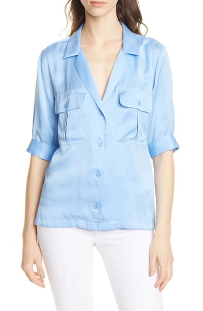 Equipment Parnella Notched-collar Button-front Short-sleeve Shirt In Della Robbia