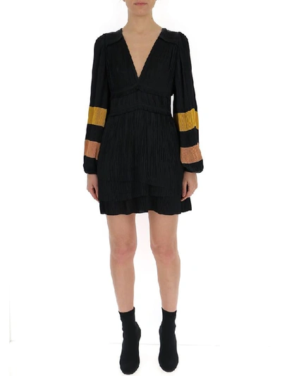 Ulla Johnson Contrasting Panelled Pleated Dress In Multi