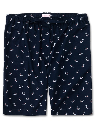 Derek Rose Nelson Printed Cotton-batiste Pyjama Shorts In Navy