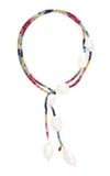JOIE DIGIOVANNI GOLD-FILLED RUBY; EMERALD AND SAPPHIRE AND PEARL NECKLACE,752855