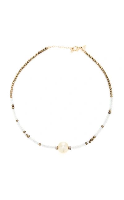 Joie Digiovanni 14k Gold; Aquamarine; Pyrite And Pearl Necklace In Multi
