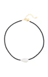 Joie Digiovanni Spinel Single Baroque Pearl Gemstone Necklace In Black