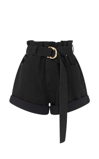 Aje Salt Lake Belted Denim Shorts In Black