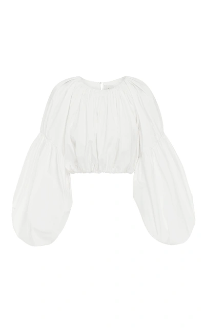 Aje Mimosa Cropped Cotton-poplin Blouse In White