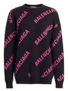 BALENCIAGA Wool-Blend Knit Logo Crewneck Sweater