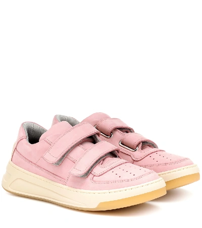 Acne Studios Steffey Nubuck Leather Trainers In Lilac & White