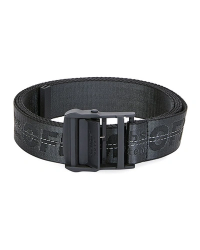 Off-white Jacquard Logo Industrial Belt In Black,yellow