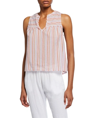 Xirena Jenna Sleeveless Lounge Top In Pink Pattern