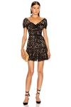 JONATHAN SIMKHAI METALLIC LACE RUFFLE DRESS,JSIM-WD158