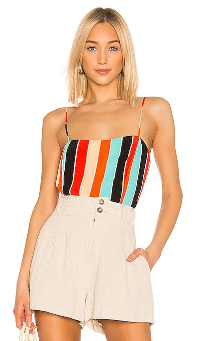 Astr The Label Shirlee Top In Orange. In Aqua & Orange Stripe