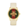 GUCCI GUCCI GOLD AND WHITE LEATHER BEE G-TIMELESS WATCH