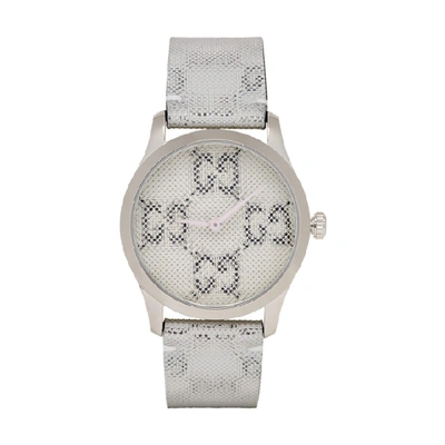 Gucci Silver Gg Hologram G-timeless Watch In White
