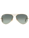 Ray Ban Original Aviator Metal-frame Sunglasses With Green Lenses Rb3025 58 In Metallic