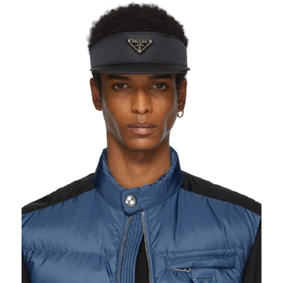 Prada Men's Solid Nylon Visor In Black