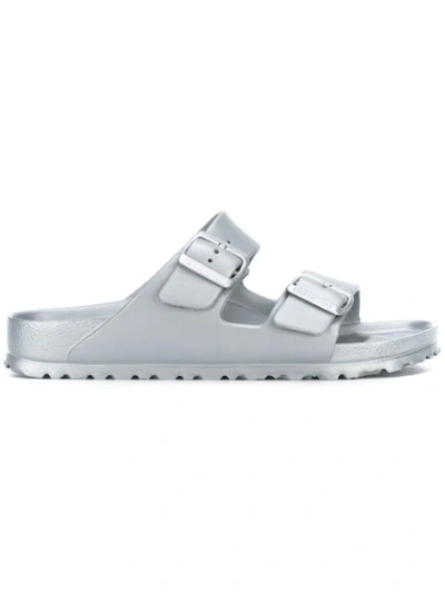 Birkenstock Arizona Sandals Metallic Silver In Green