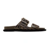 Fendi Logo-print Leather And Rubber Slides In Brown