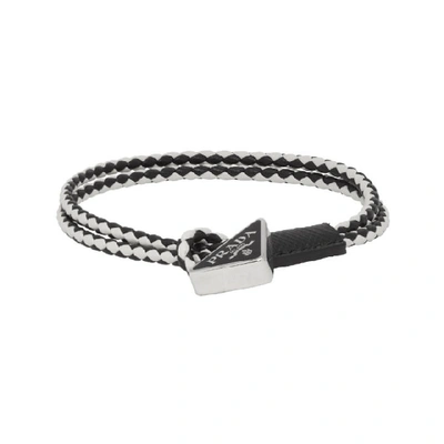 Prada Black & White Link Bracelet In Black/white