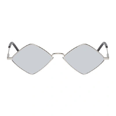 Saint Laurent Eyewear 菱形框太阳眼镜 - 金属色 In 040 Silver
