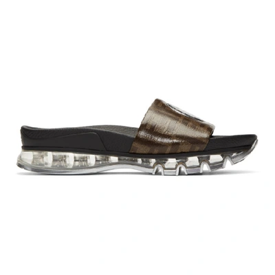 Fendi Ff Logo Bubble-sole Slides In Brown