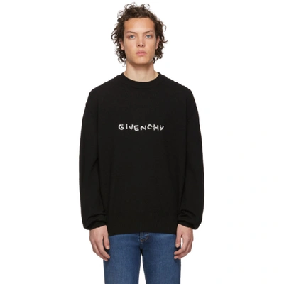 Givenchy Embroidered Logo Wool Sweater In Black