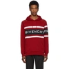 GIVENCHY RED CONTRASTING STRIPES HOODIE