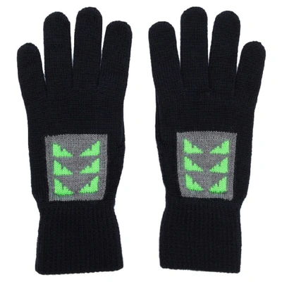 Fendi Navy Wool Little Bag Bugs Gloves