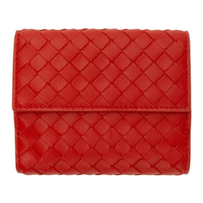 Bottega Veneta Red Mini Intrecciato Wallet In 8913 Red