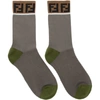 FENDI FENDI 灰色 AND 绿色“FOREVER FENDI”中筒袜