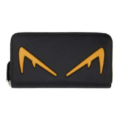 Fendi Black And Yellow Bag Bugs Continental Wallet In F0r2a