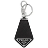 Prada Logo Saffiano Leather Key Chain In Black