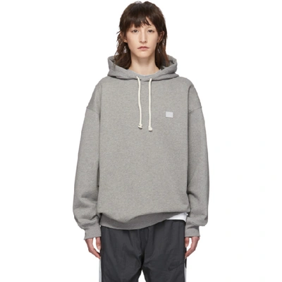 Acne Studios Face Oversized Cotton Hoodie In Grey