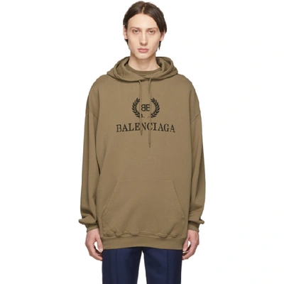 Balenciaga Laurier Regular Cotton Sweatshirt Hoodie In Beige