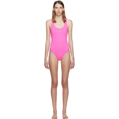 Vetements Cutout Printed Swimsuit In Pink