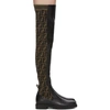 FENDI BROWN & BLACK 'FOREVER FENDI' TALL BOOTS