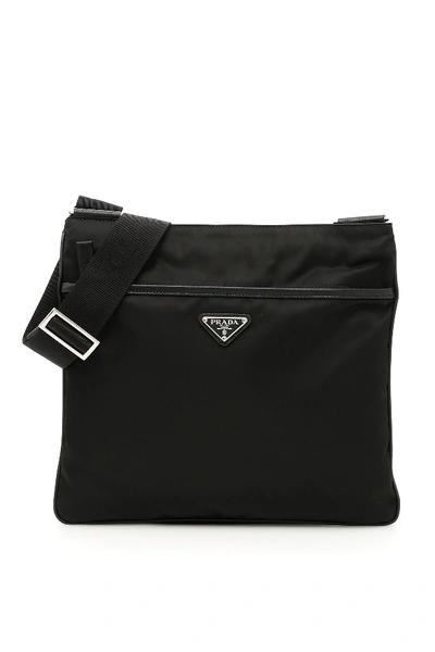 Prada Twill And Saffiano Travel Bag In Nero (black)