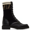 FENDI FENDI BLACK ROCKOKO COMBAT BOOTS