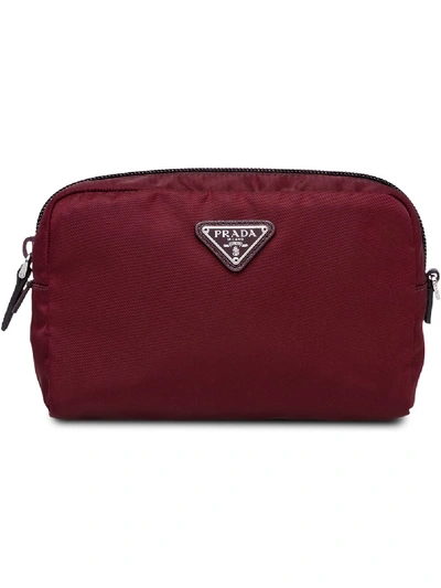 Prada Fabric Cosmetics Pouch In Red