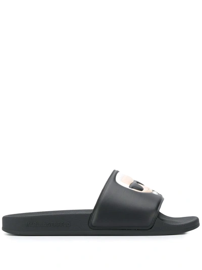 Karl Lagerfeld Karl Signature Patch Slides In Black