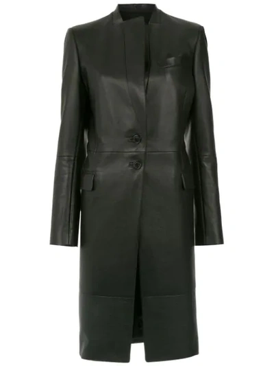 Gloria Coelho Leather Trench Coat In Black