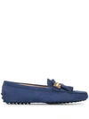 Tod's Classic Fringed Loafers In Blue
